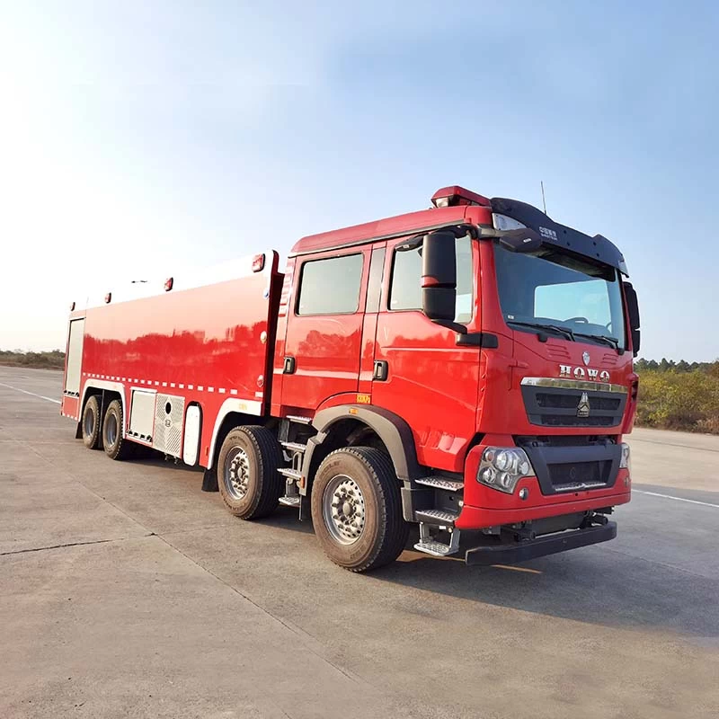 HOWO 8x4 25ton Water Foam Powder Fire Fighting Truck Oblique Front View