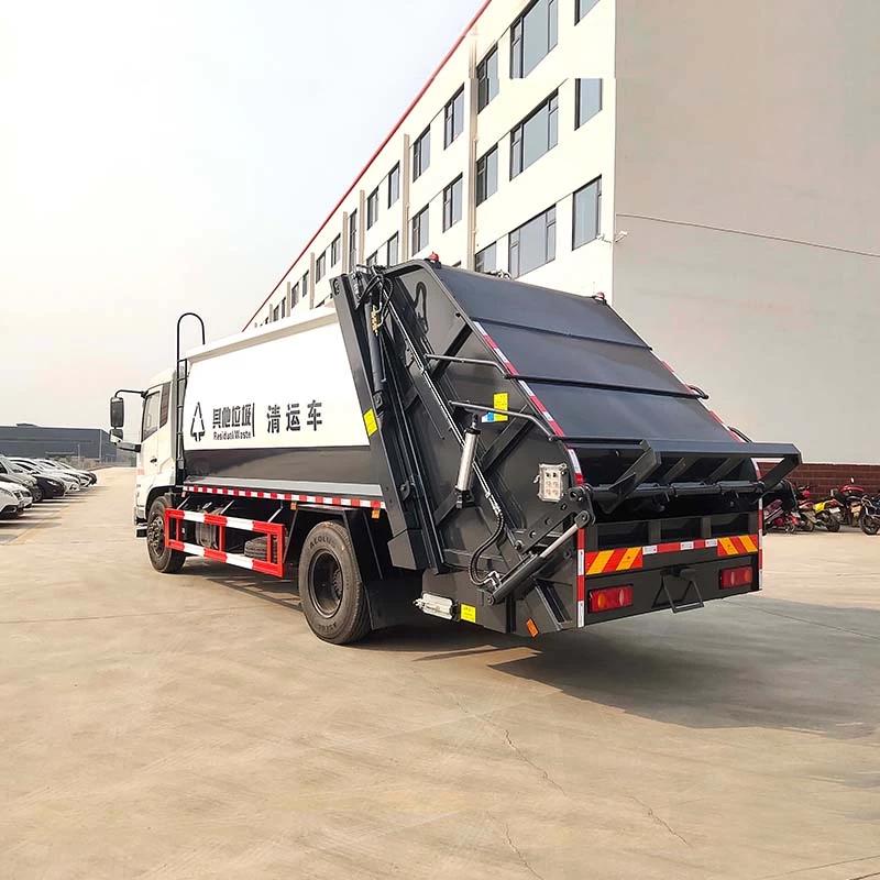 DongFeng City Use Rear Loading Garbage Collector Truck Oblique back plot 