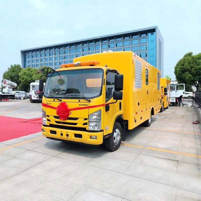 Isuzu 200 kw emergency power bank generator supply truck Oblique Front View