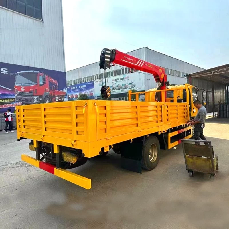 New or used 4*2 5 ton isuzu hydraulic truck mounted crane Oblique Back Plot
