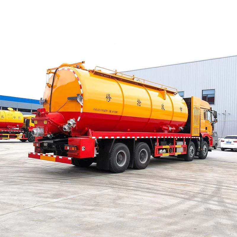 SHACMAN  8*4 33cbm sewage suction cleaning truck Oblique Back Plot 
