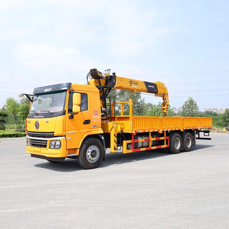 SHACMAN 8*4 9.8 meter truck mounted telescopic crane Oblique Front View