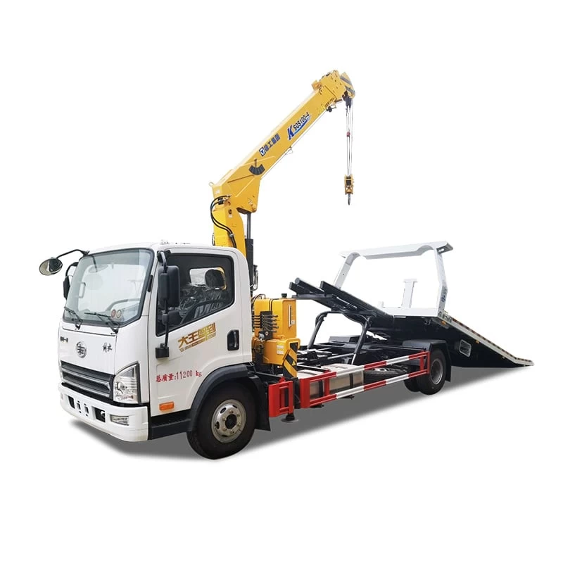 Faw 4x2 5ton road wreckers tow platform trucks with crane Thumbnail