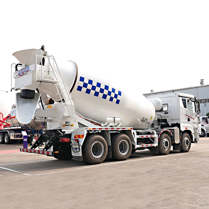 FAW 8*4 heavy duty mixer truck 10 m3 with speed control Oblique Back Plot
