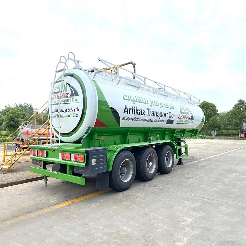Semi Trailer Aluminum Oil Water Liquid Fuel Tanker Truck Oblique Back Plot 