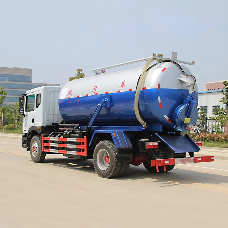 Dongfeng 4×2 12000L sewage suction truck Oblique Back Plot