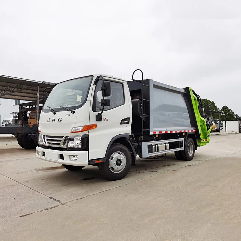 JAC 4*2 6m3 garbage collect garbage compactor truck Oblique front view