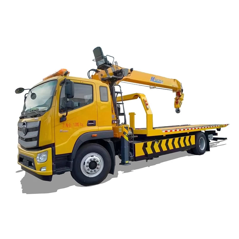 Foton Flatbed Towing Wrecker Truck Mounted with 8 Ton Crane Thumbnail
