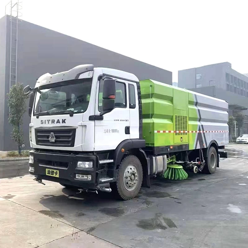 SINOTRUK 4*2 high pressure road sweeper truck Oblique front view