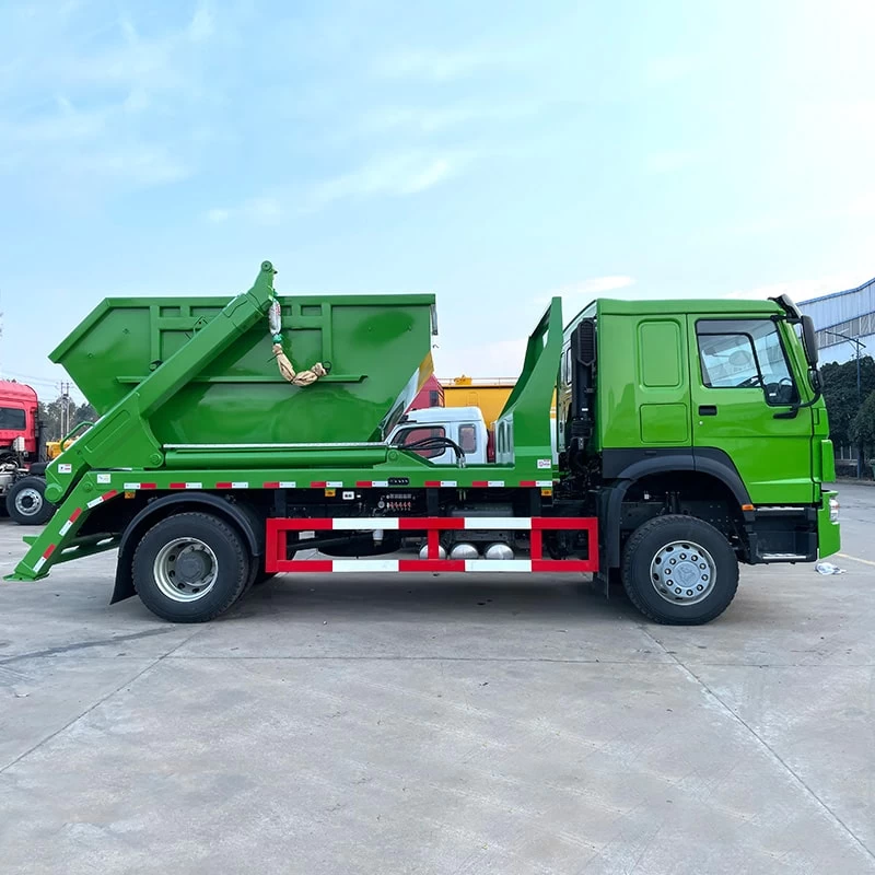 Howo Heavy 10Ton Skip Loader Garbage Truck Price Front Side View