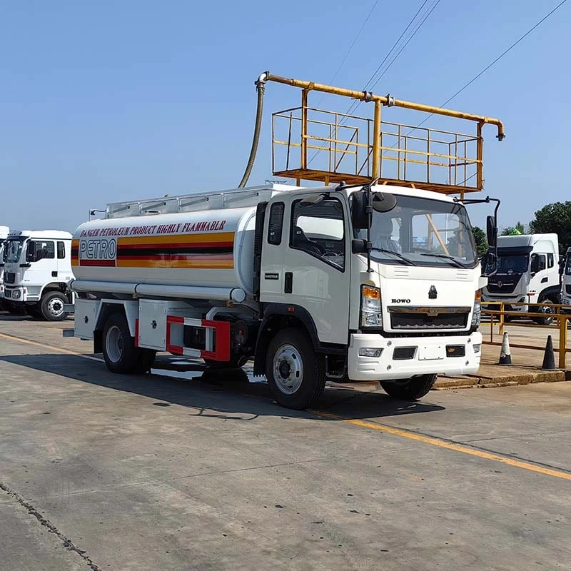 Howo 12000 Liters Diesel Oil Fuel Tanker Truck Oblique Front View