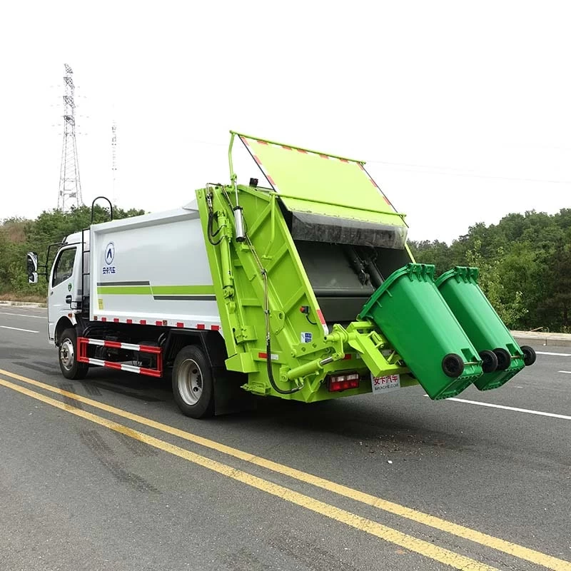 Dongfeng 5Ton 8cbm Compression Garbage Truck Oblique Back Plot