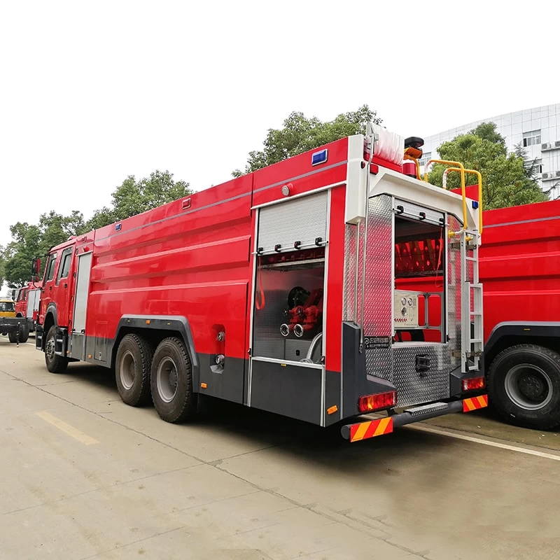 Howo 16000L Water and Foam Fire Rescue Fighting Truck Oblique Back Plot
