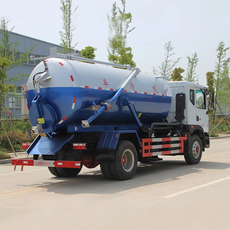 Dongfeng 4×2 12000L sewage suction truck Oblique Back Plot