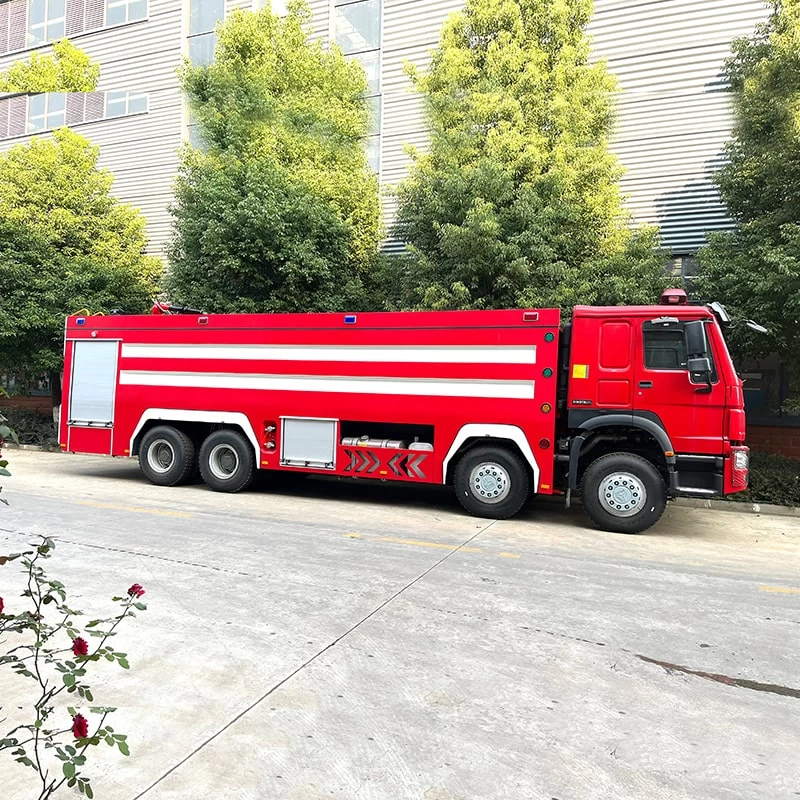Howo 22000L 8 x 4 Water and Foam Fire Rescue Fighting Truck Oblique Front View
