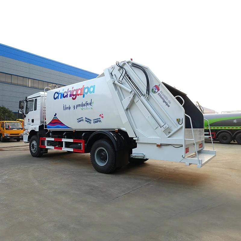 SHACMAN 14 CBM Waste Compactor Truck for Sale Oblique Back Plot

