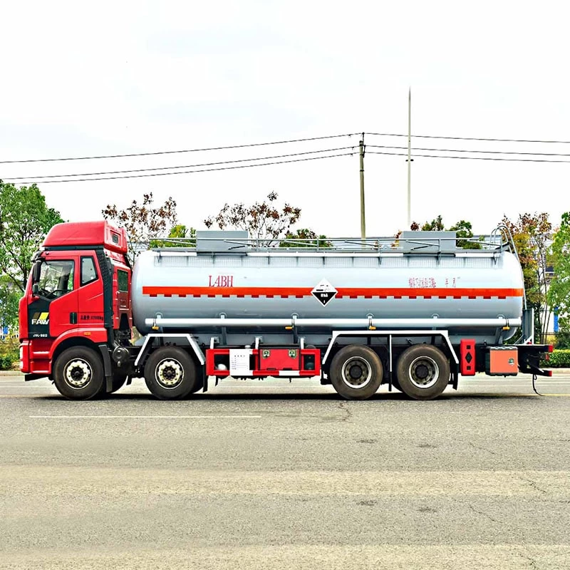 FAW 8*4 20 ton H2SO4 Acid Tank Trailer Sulfuric for sale Front Side View