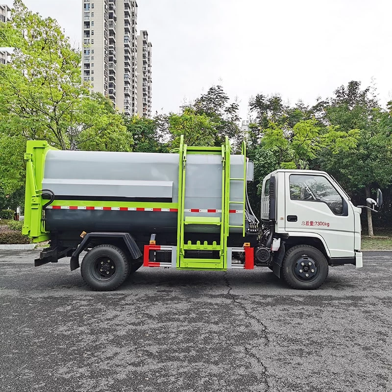 JMC 5 cbm side load compactor garbage truck Front Side View 