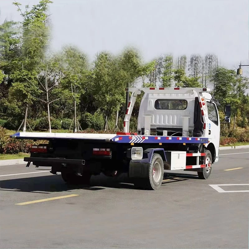 Dongfeng 4*2 flatbed tow wrecker truck Oblique Back Plot