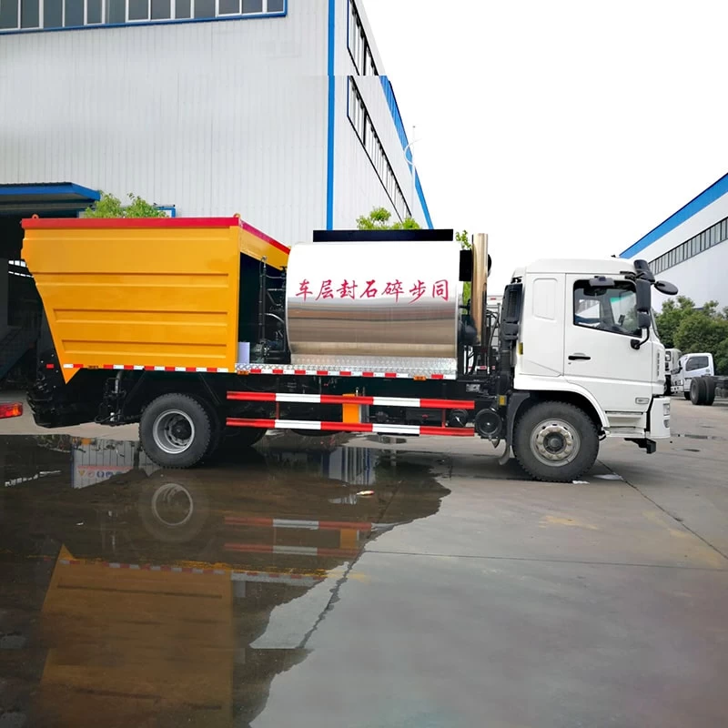 Shacman 4x2 gravel synchronous chip seal truck Front Side View