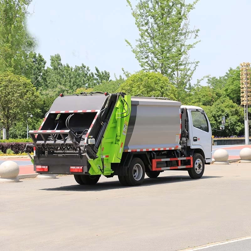 China brand 4×2 6cbm compressed garbage truck Oblique Back Plot