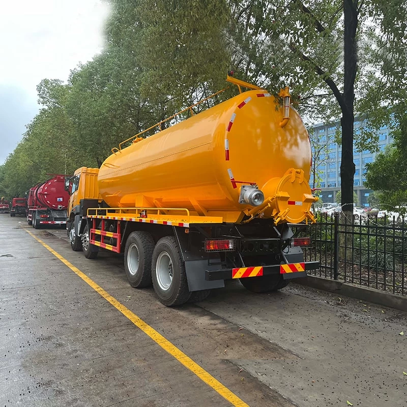 FAW 8*4 30 cubic vaccum sewage fecal suction truck Oblique Back Plot
