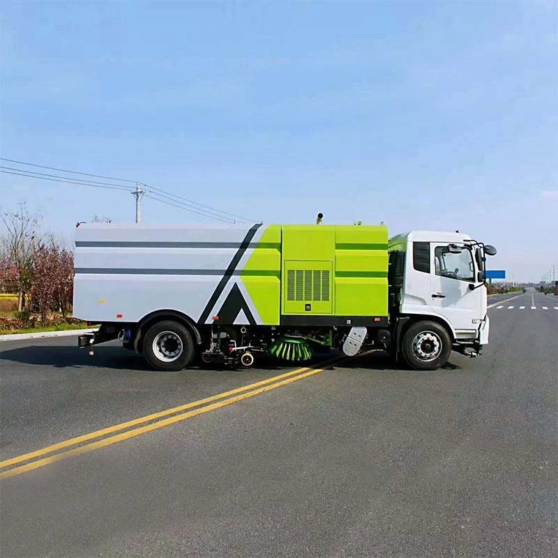Dongfeng 4x2 Multipurpose 18 ton road sweeper truck Front side view