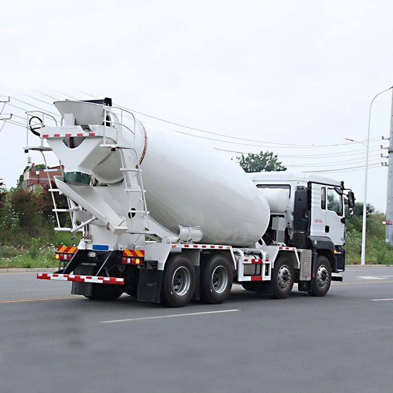 SHACMAN 8*4 8cbm full power take-off cement mixer truck Oblique Back Plot 