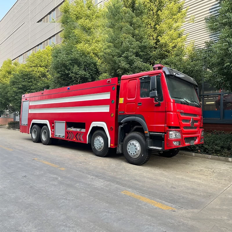 Howo 22000L 8 x 4 Water and Foam Fire Rescue Fighting Truck Oblique Front View
