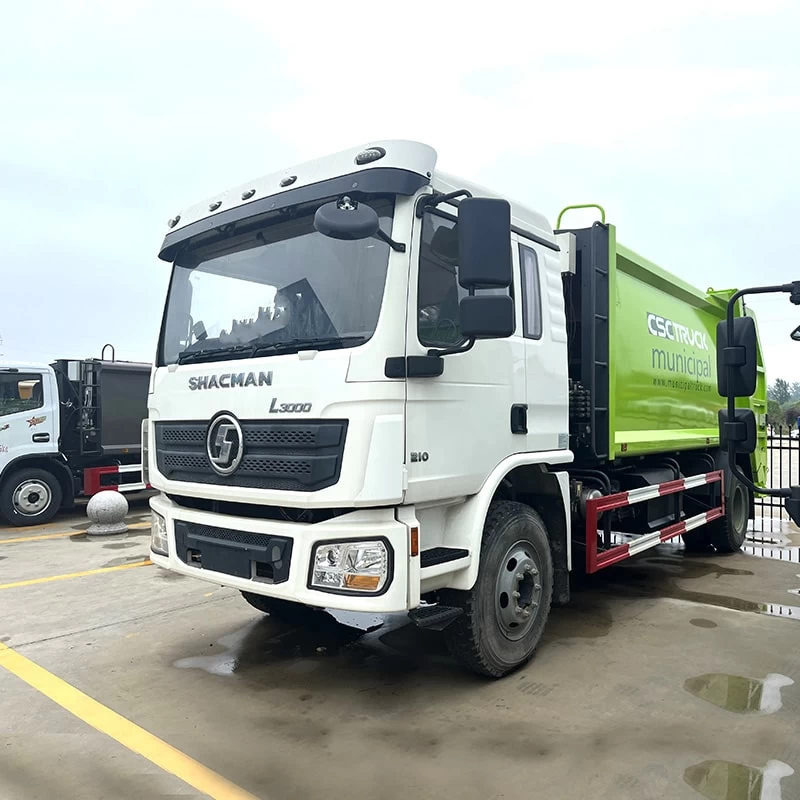 SHACMAN 14CBM 4 x2 Rubbish Conpressing Truck for Sale Oblique Front View
