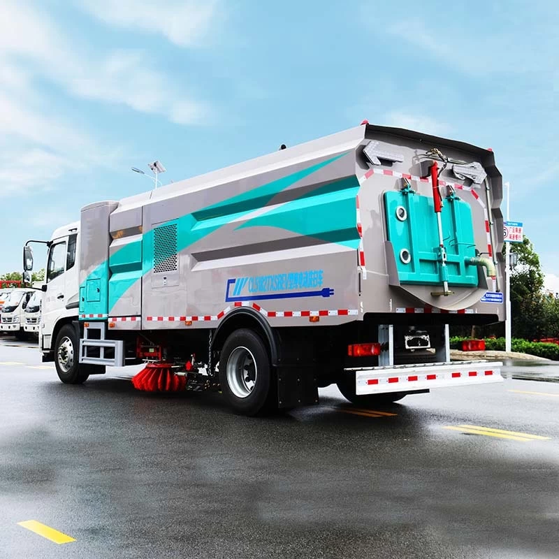 DongFeng 18ton Pure Electric Road Street Sweeper Truck Oblique back plot