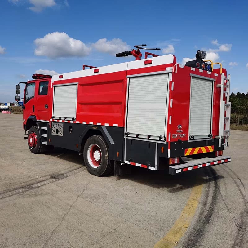 Brand New 4x4 6000 Liters Water Foam Fire Fighting Truck Oblique Back Plot