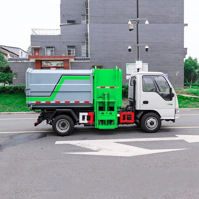 JAC 4*2 Side Loading Garbage Truck Front Side View