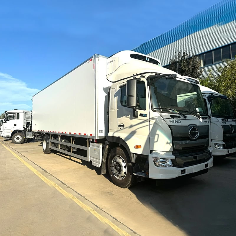 Japan Hino 10 Ton 12 Ton Freezer Regrigerated Truck for Sale Oblique Front View