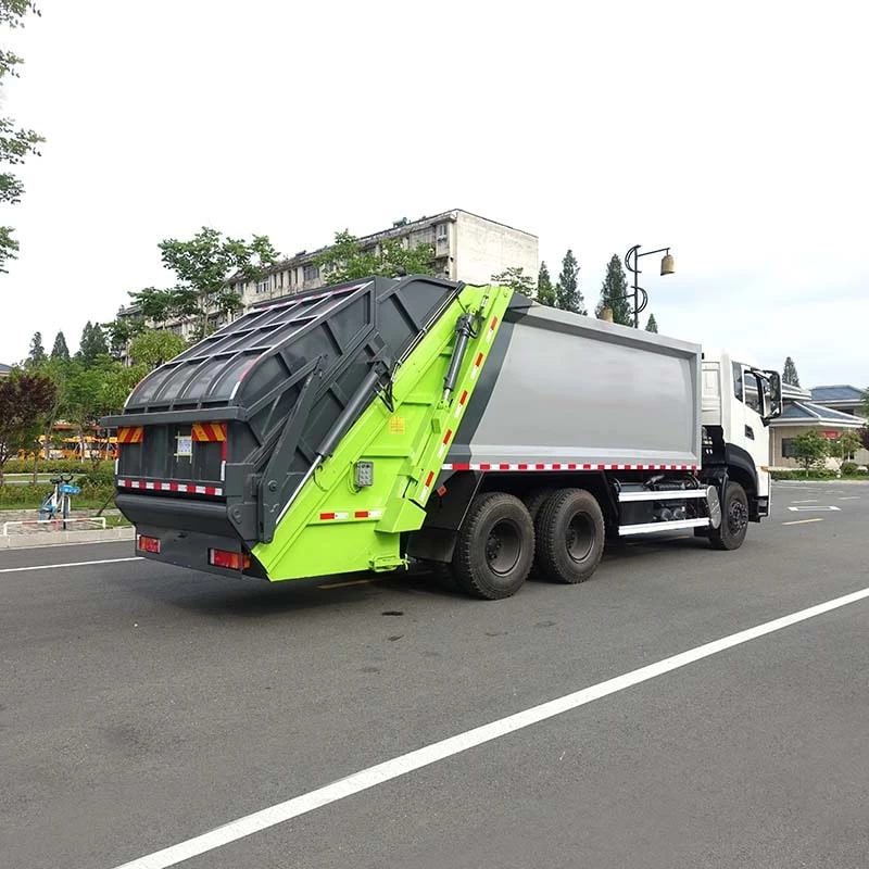 Dongfeng 6×4 20cbm Compression Garbage Truck Oblique Back Plot