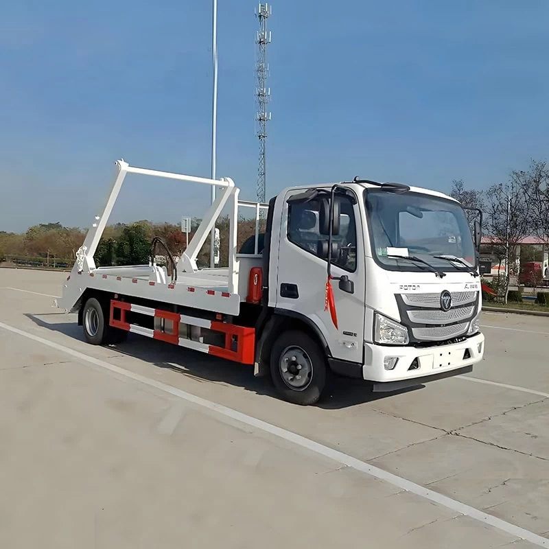 Foton 6m3 Swing Arm Container Rear Loader Garbage Truck Oblique Front View
