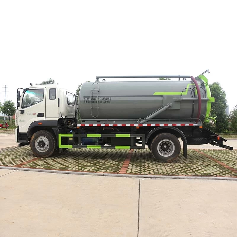 12000L 4*2 sewage suction truck with vaccum pump Front Side View