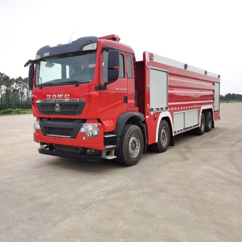 Howo 8x4 25000L Water Foam tanker Fire Fighting Truck Oblique Front View