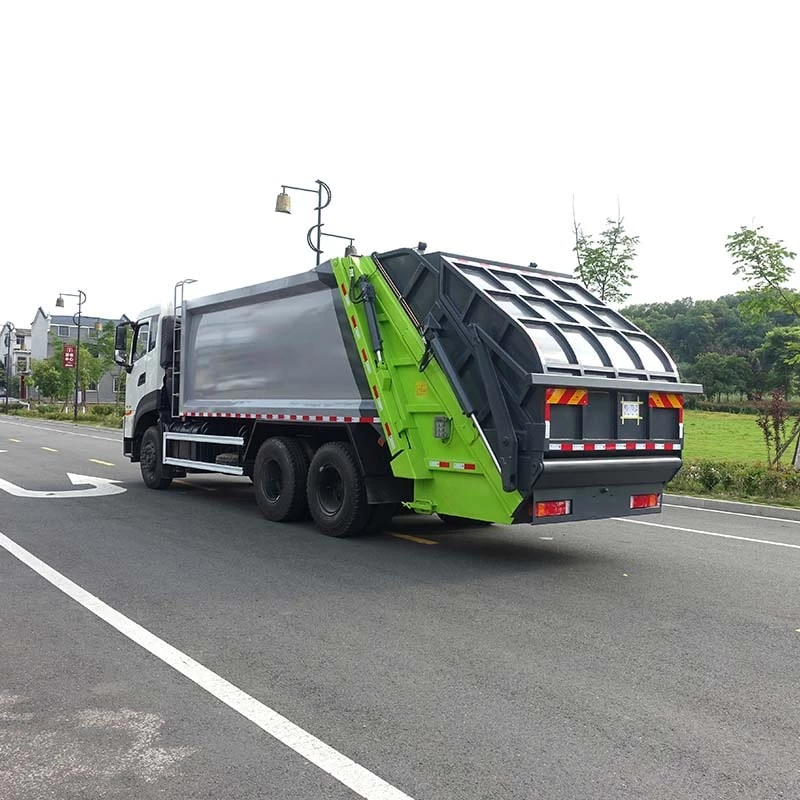 Dongfeng 6×4 20cbm Compression Garbage Truck Oblique Back Plot