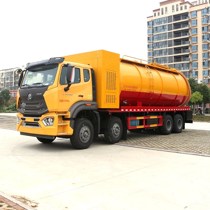 HOWOW 33000 CBM cleaning vaccum sewage suction truck Oblique Front View