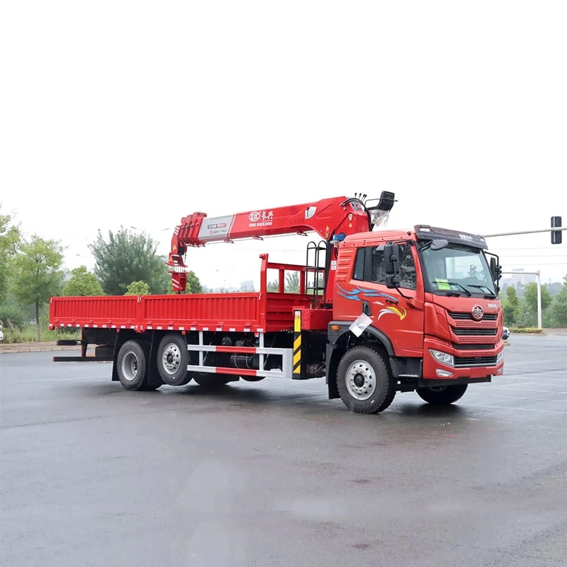 FAW 16 meter straight arm truck mounted telescopic crane Oblique Front View