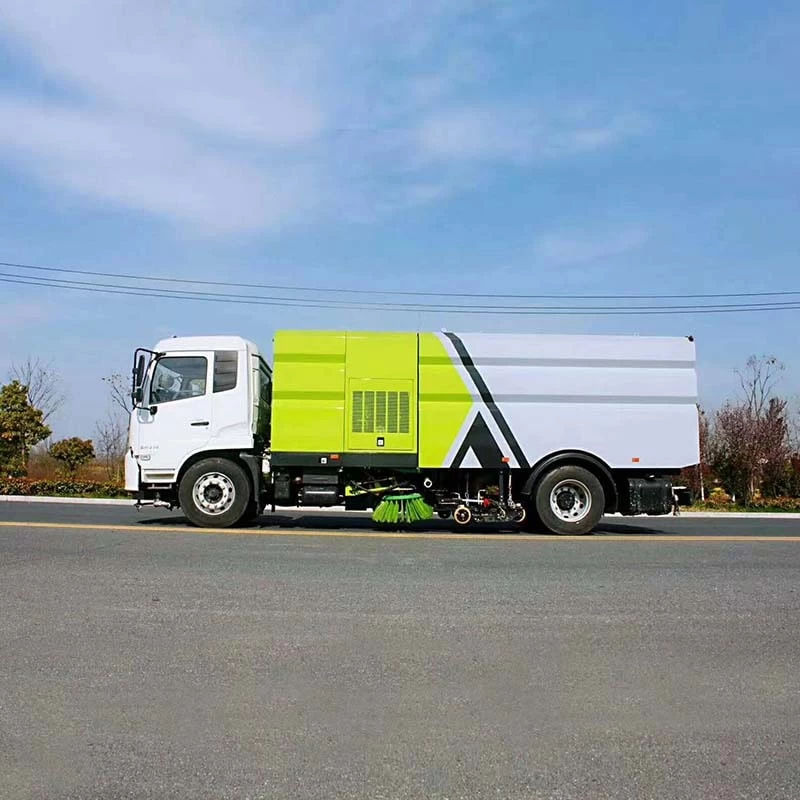 Dongfeng 4x2 Multipurpose 18 ton road sweeper truck Front side view
