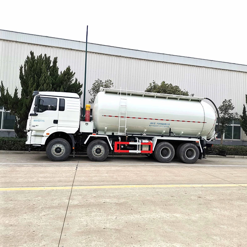 SHACMAN 8*4 dry powder material transport truck Front Side View
