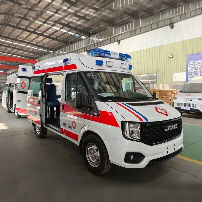 Factory Customized JMC Van Type Monitoring Ambulance Oblique Front View
