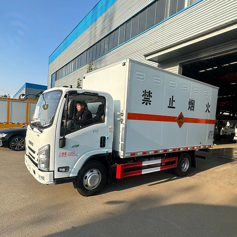 Japan ISUZU explosive flammable liquid goods transport truck Oblique Front View