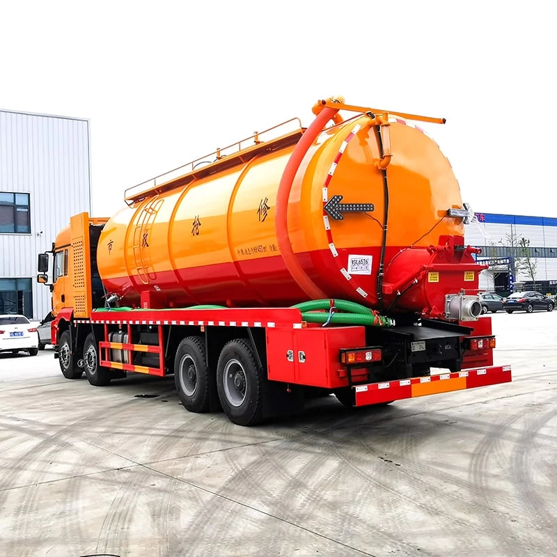 SHACMAN  8*4 33cbm sewage suction cleaning truck Oblique Back Plot