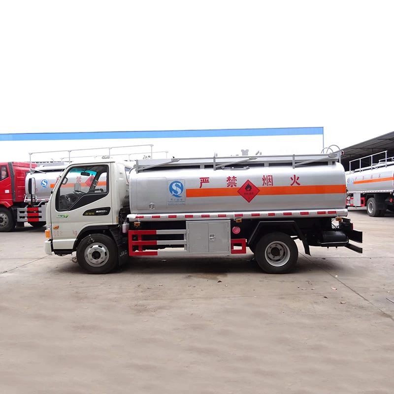 JAC 4*2 new or used 8000 liters l fuel bowser tank truck Front Side View
