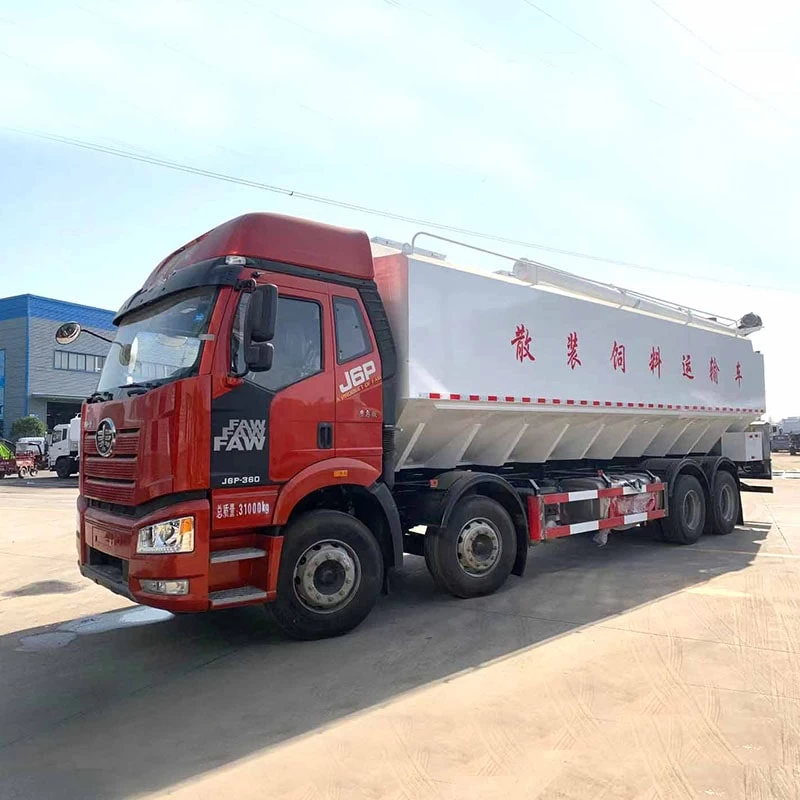 FAW 8*4 pig chicken cattle feed transportation truck Oblique Front View