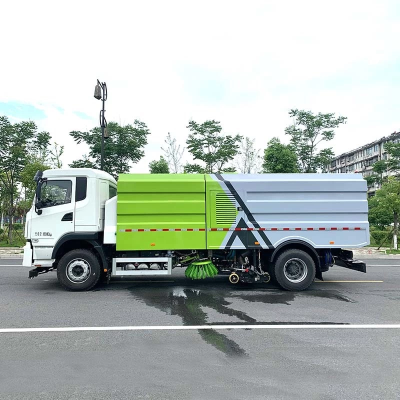 BYD pure electric road sweeper truck with high-pressure Front side view