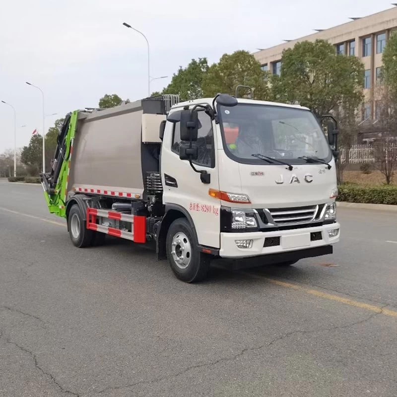 JAC 8 CBM 4 x2 Small Rubbish Conpressing Truck for Sale Oblique Front View
